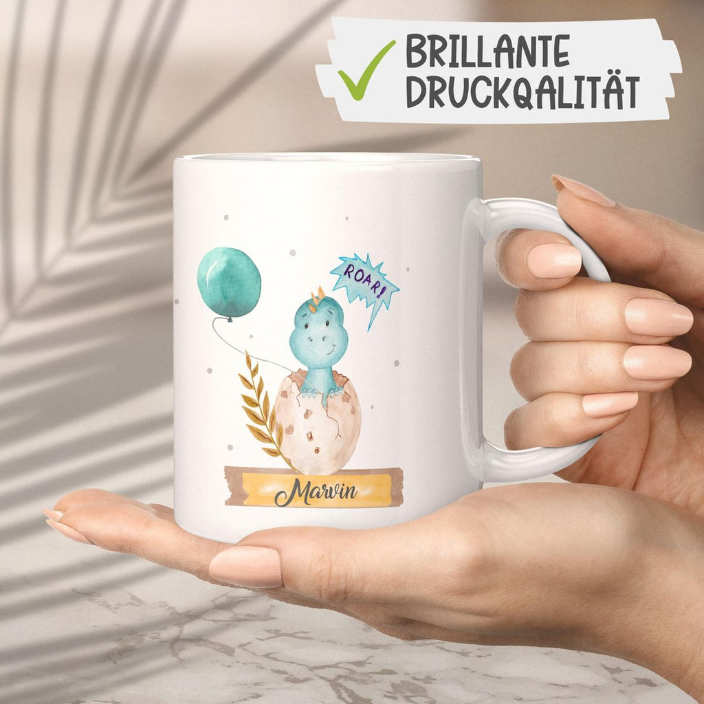 Keramik Tasse Dino Baby personalisiert mit Wunschname - von Mikalino