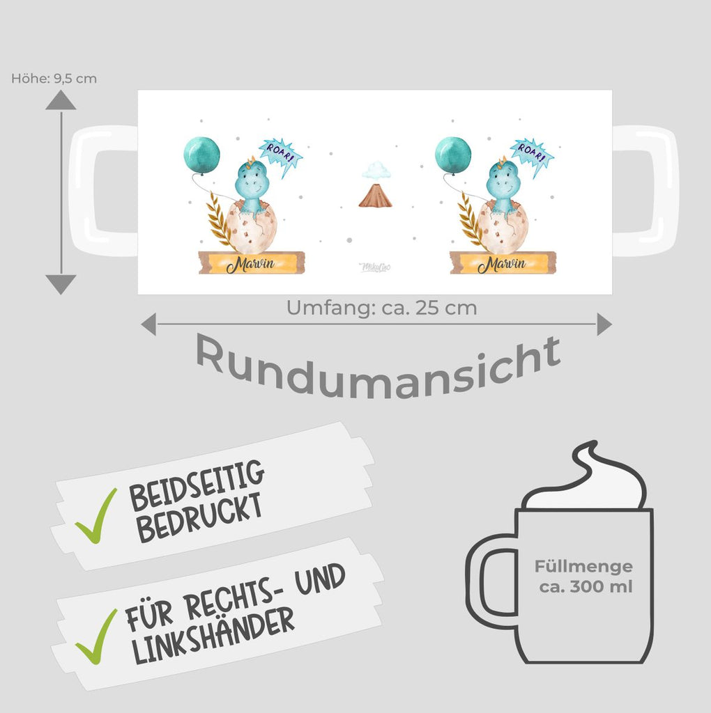 Keramik Tasse Dino Baby personalisiert mit Wunschname - von Mikalino