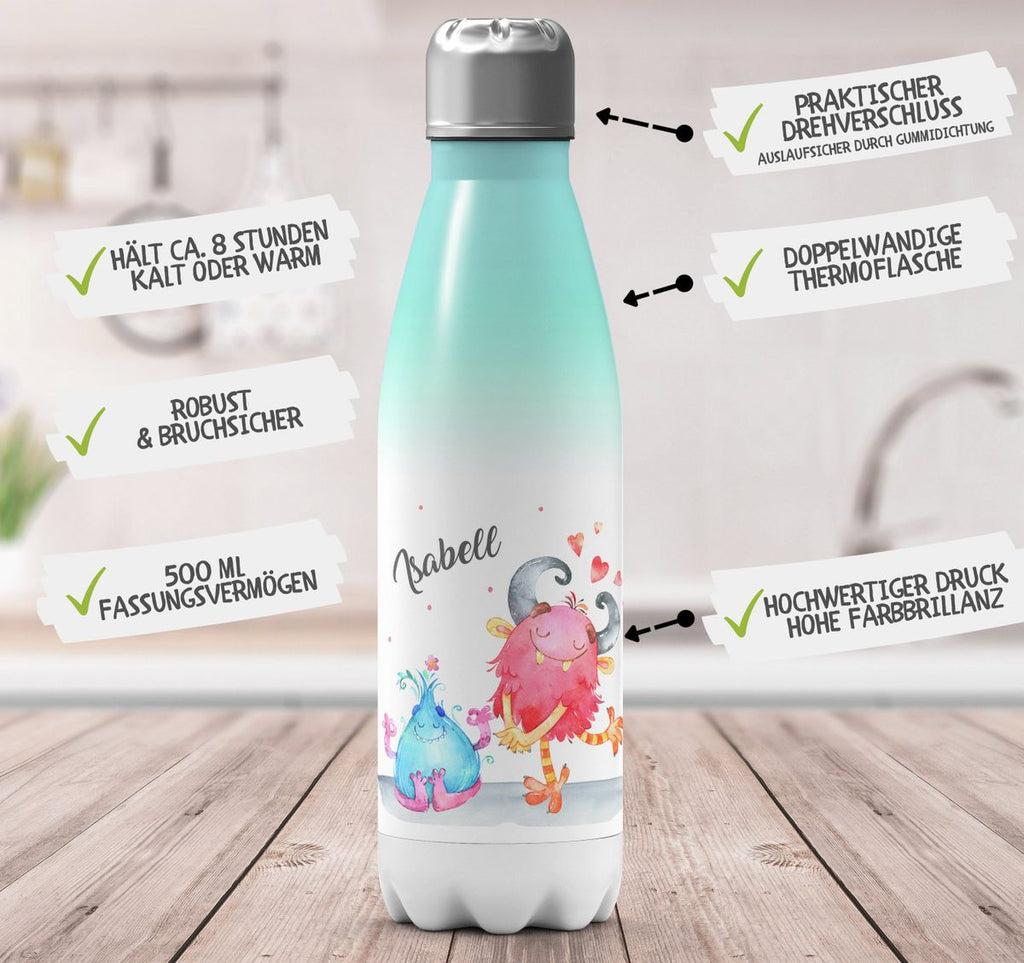 Thermo Trinkflasche Süße Monster personalisiert mit Wunschname - von Mikalino