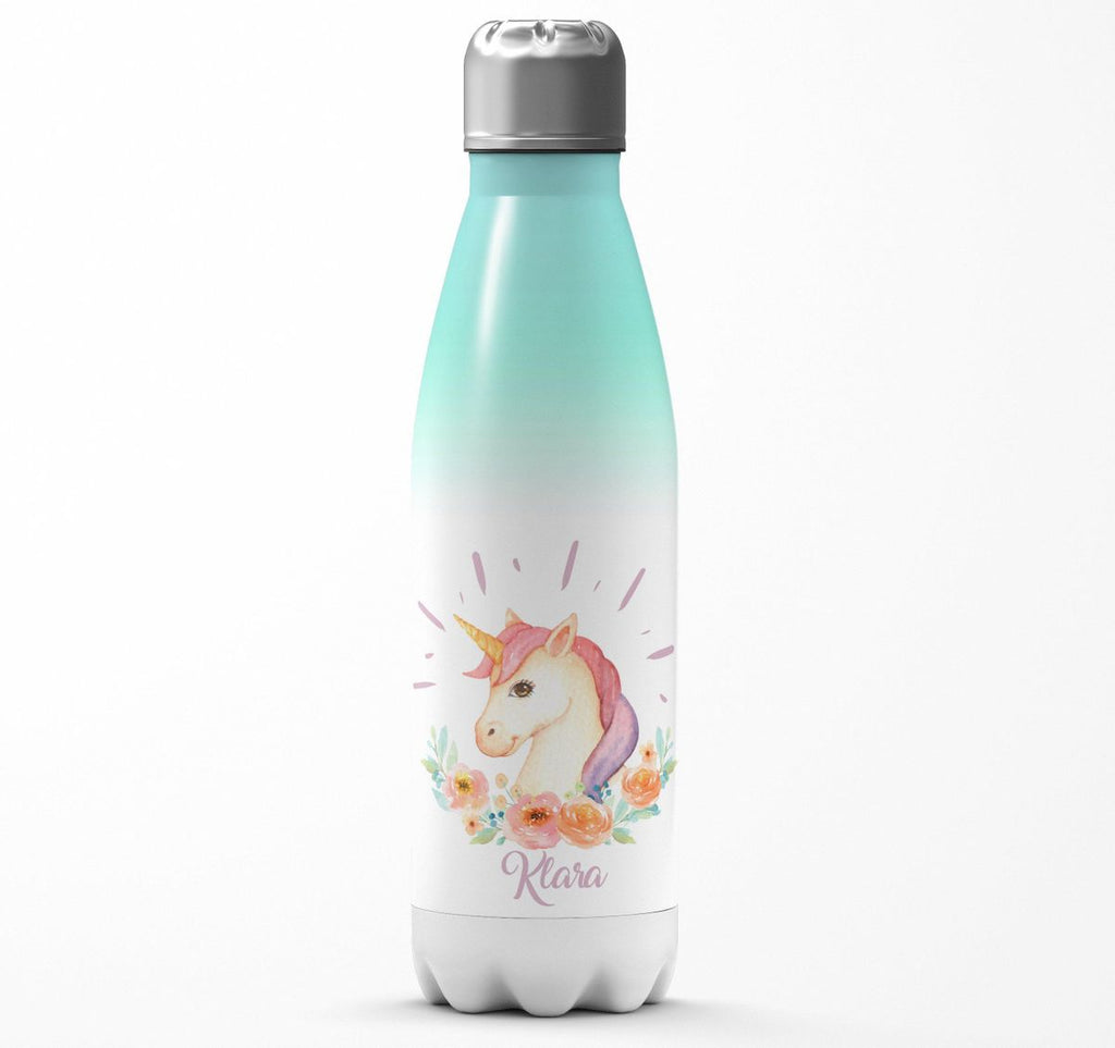 Thermo Trinkflasche Süßes Einhorn personalisiert mit Wunschname - von Mikalino