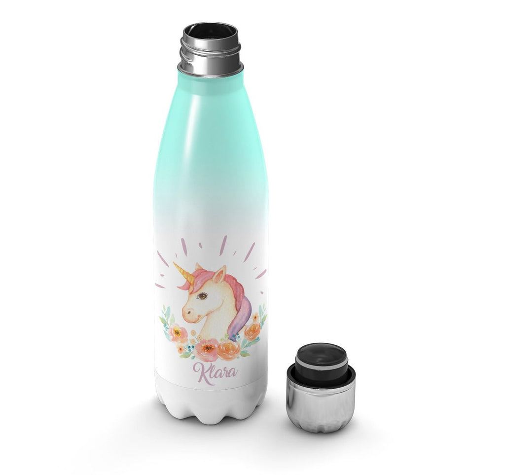 Thermo Trinkflasche Süßes Einhorn personalisiert mit Wunschname - von Mikalino