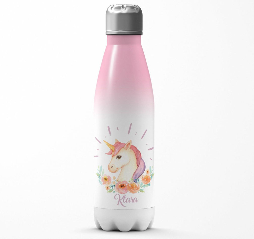 Thermo Trinkflasche Süßes Einhorn personalisiert mit Wunschname - von Mikalino