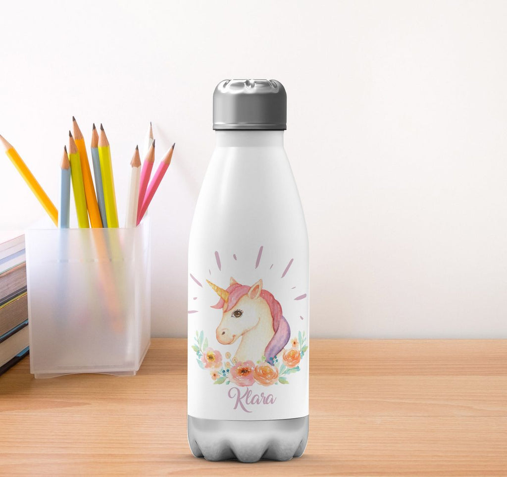 Thermo Trinkflasche Süßes Einhorn personalisiert mit Wunschname - von Mikalino