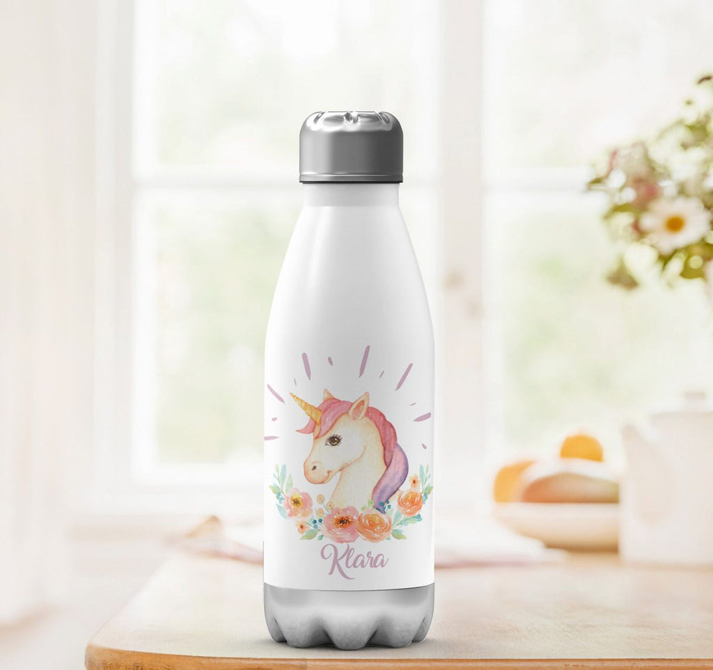 Thermo Trinkflasche Süßes Einhorn personalisiert mit Wunschname - von Mikalino