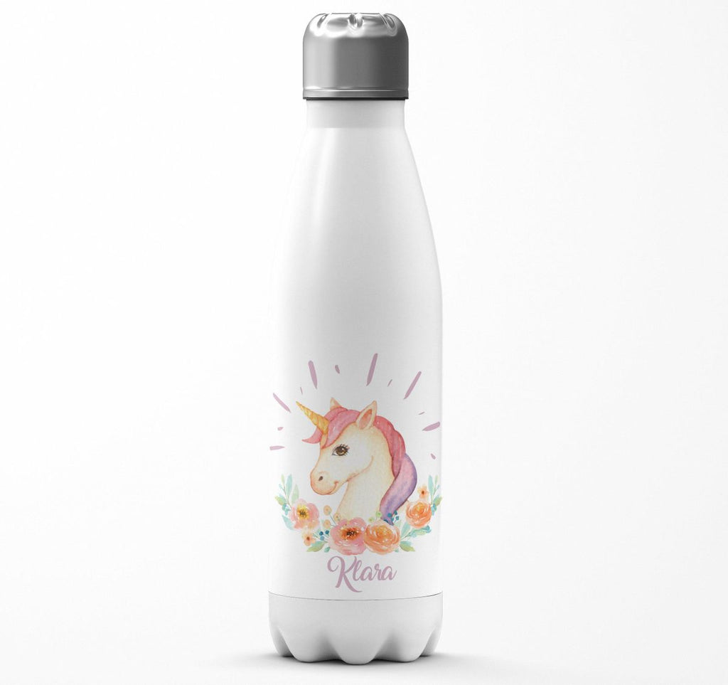 Thermo Trinkflasche Süßes Einhorn personalisiert mit Wunschname - von Mikalino