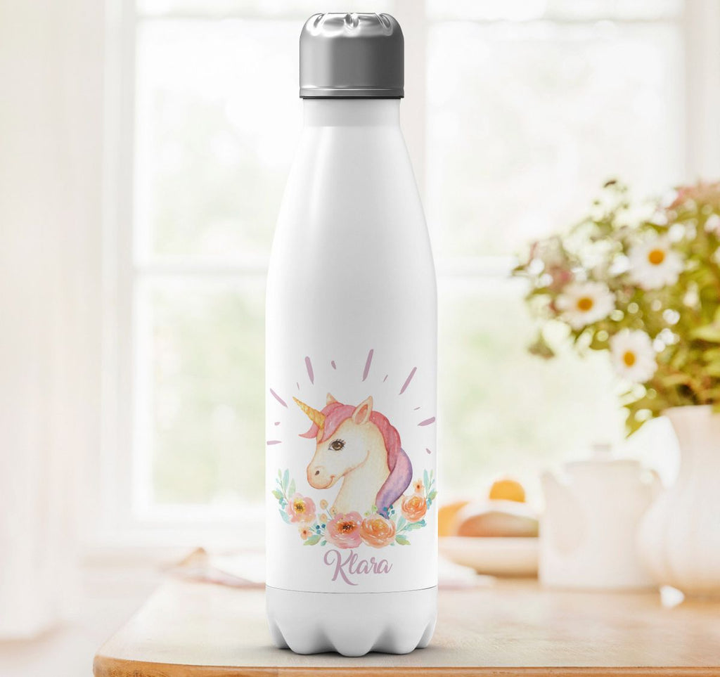 Thermo Trinkflasche Süßes Einhorn personalisiert mit Wunschname - von Mikalino