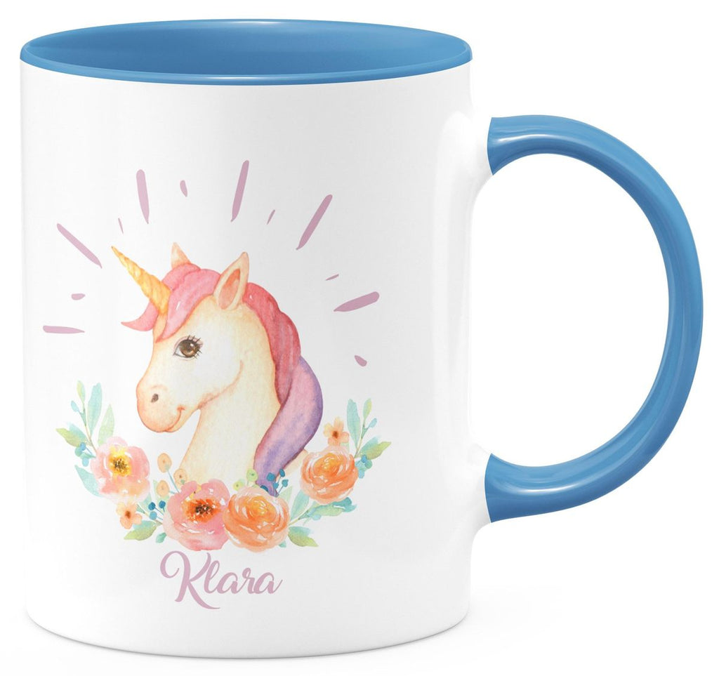 Keramik Tasse Süßes Einhorn personalisiert mit Wunschname - von Mikalino