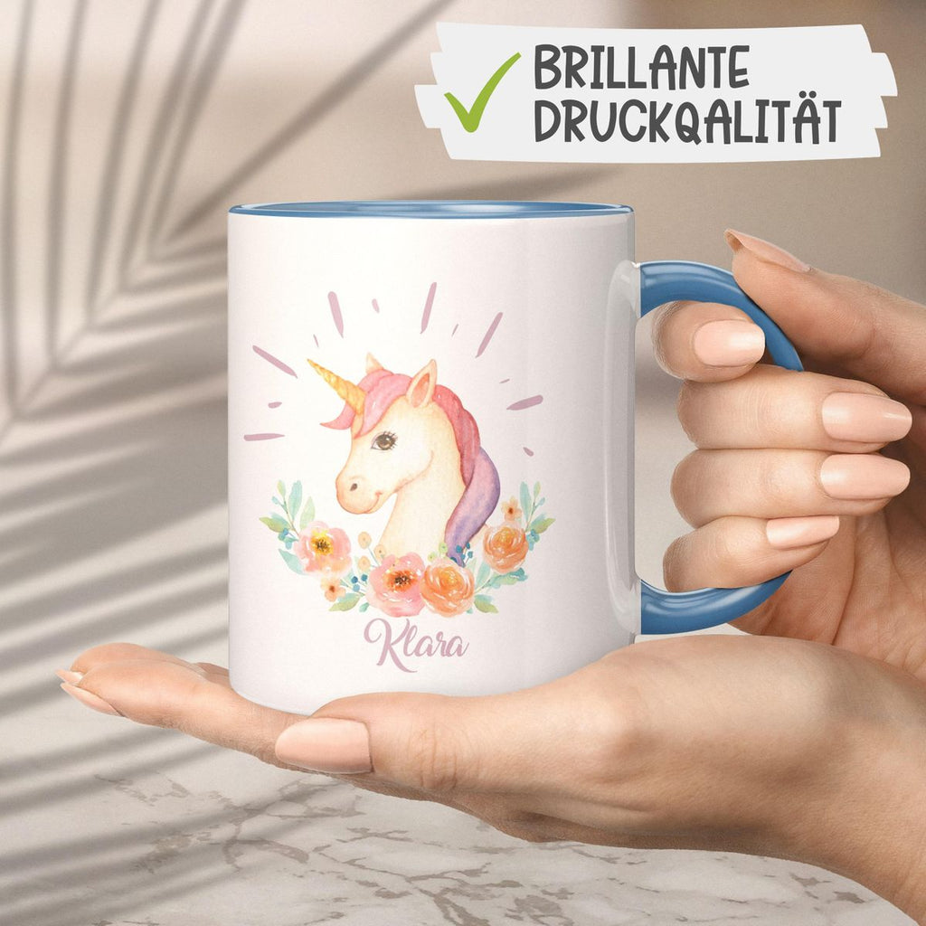 Keramik Tasse Süßes Einhorn personalisiert mit Wunschname - von Mikalino