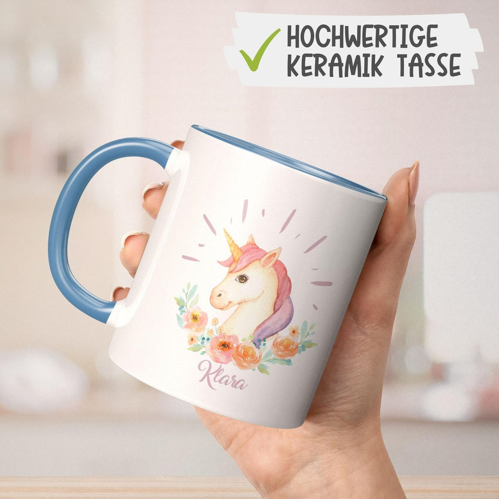 Keramik Tasse Süßes Einhorn personalisiert mit Wunschname - von Mikalino