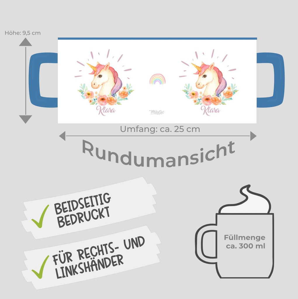 Keramik Tasse Süßes Einhorn personalisiert mit Wunschname - von Mikalino