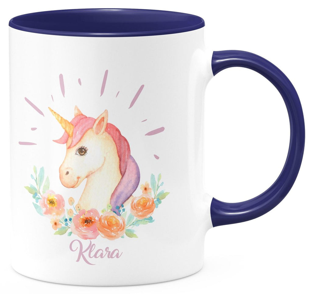 Keramik Tasse Süßes Einhorn personalisiert mit Wunschname - von Mikalino