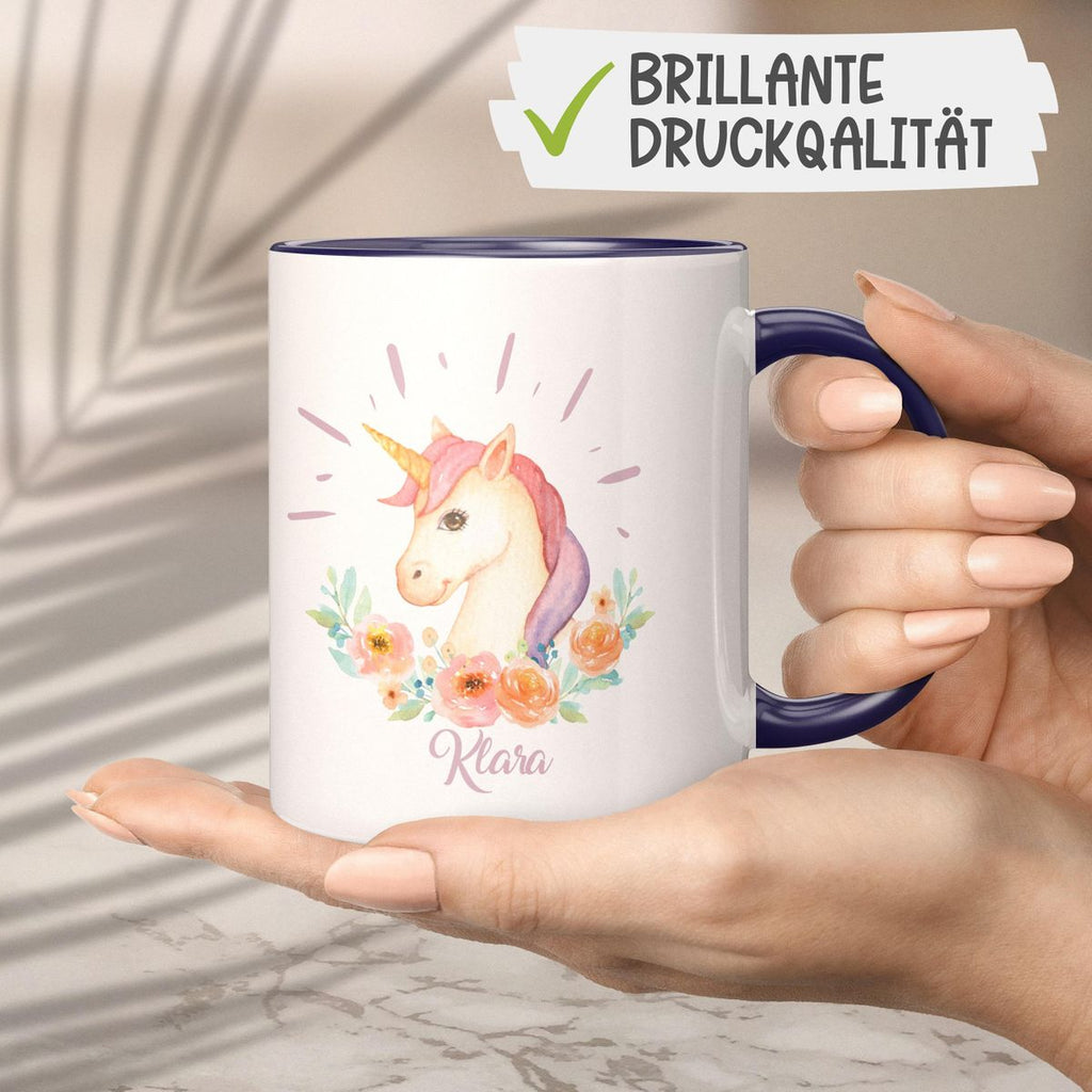 Keramik Tasse Süßes Einhorn personalisiert mit Wunschname - von Mikalino