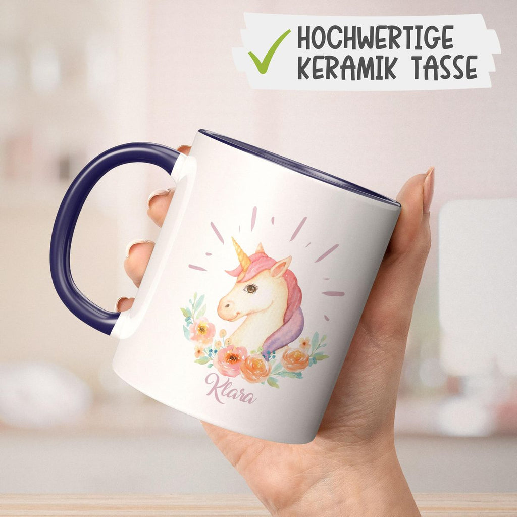 Keramik Tasse Süßes Einhorn personalisiert mit Wunschname - von Mikalino