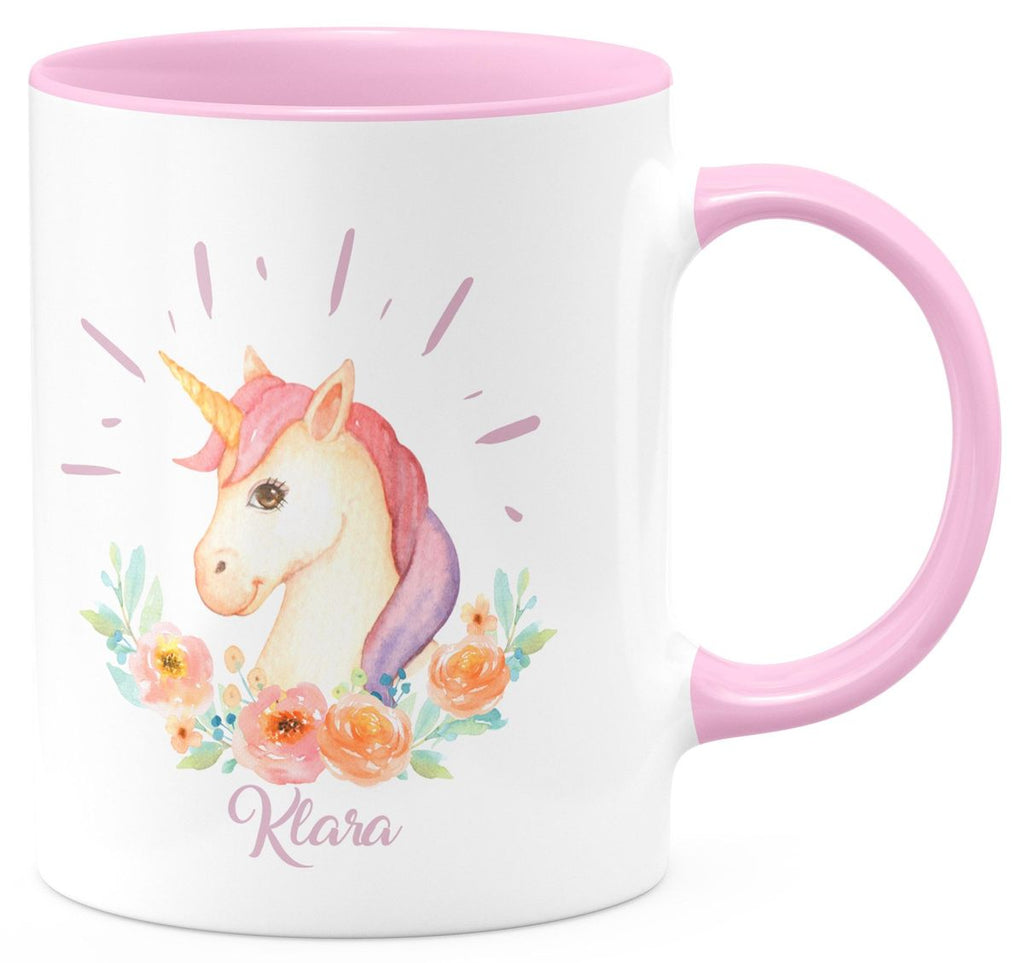 Keramik Tasse Süßes Einhorn personalisiert mit Wunschname - von Mikalino