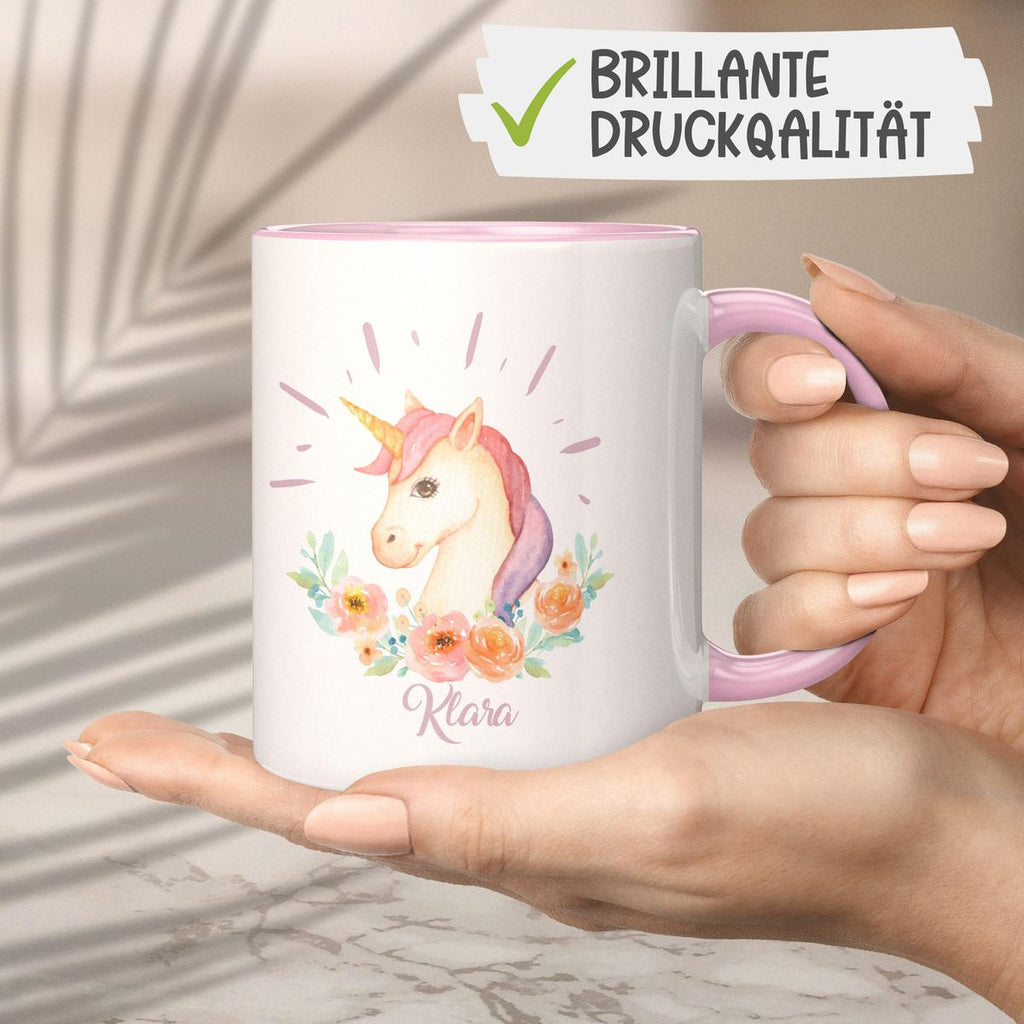 Keramik Tasse Süßes Einhorn personalisiert mit Wunschname - von Mikalino