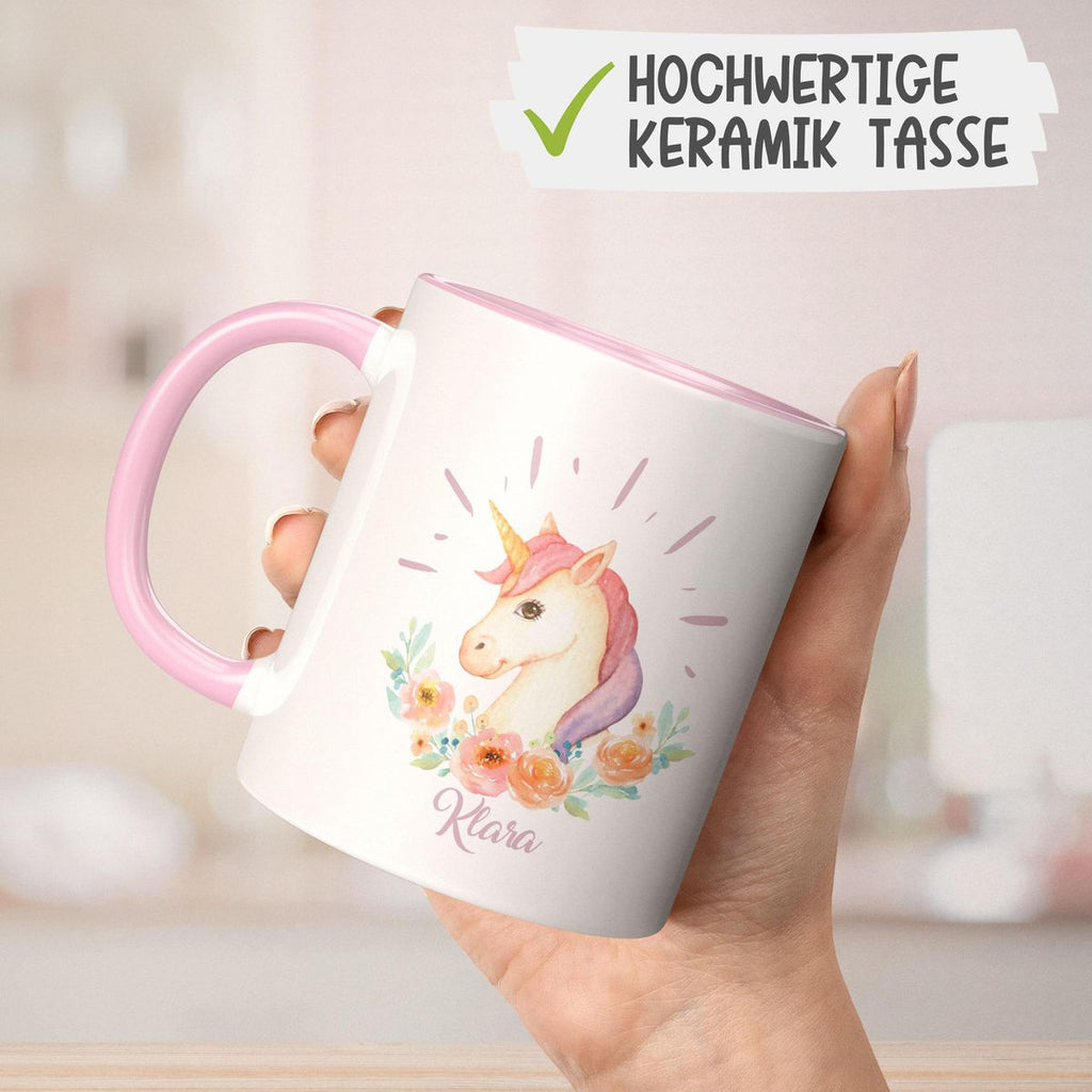 Keramik Tasse Süßes Einhorn personalisiert mit Wunschname - von Mikalino