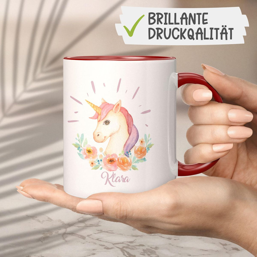 Keramik Tasse Süßes Einhorn personalisiert mit Wunschname - von Mikalino