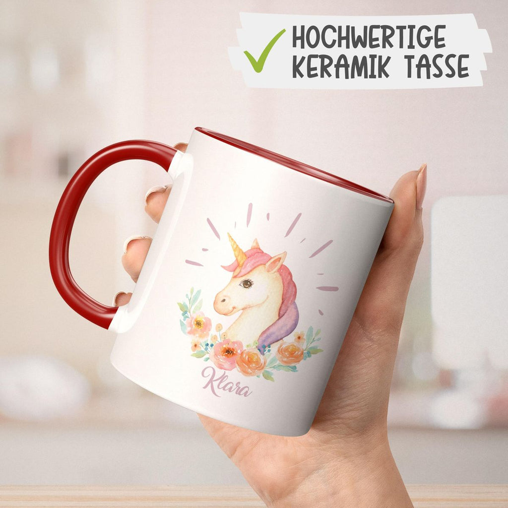 Keramik Tasse Süßes Einhorn personalisiert mit Wunschname - von Mikalino