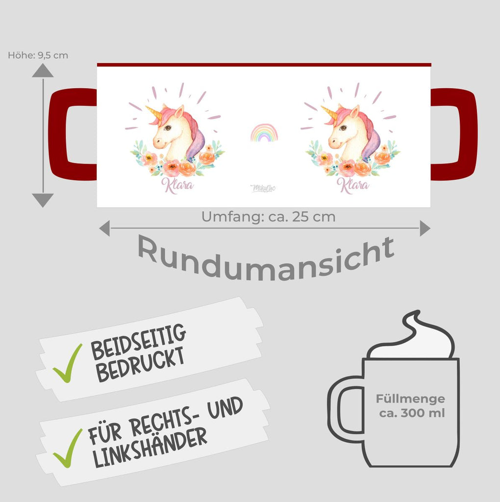 Keramik Tasse Süßes Einhorn personalisiert mit Wunschname - von Mikalino