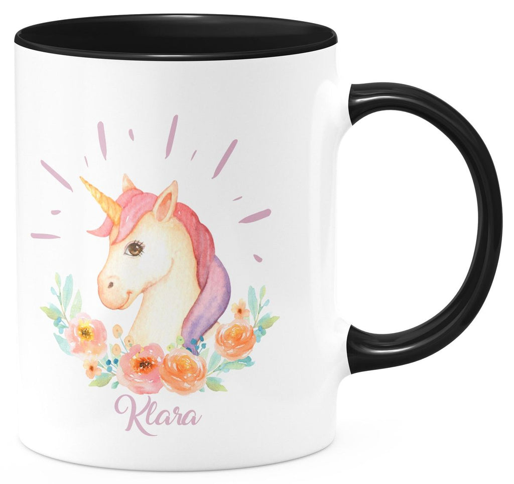 Keramik Tasse Süßes Einhorn personalisiert mit Wunschname - von Mikalino