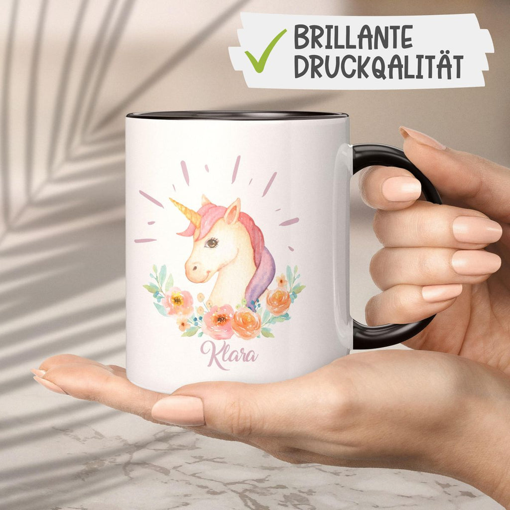 Keramik Tasse Süßes Einhorn personalisiert mit Wunschname - von Mikalino