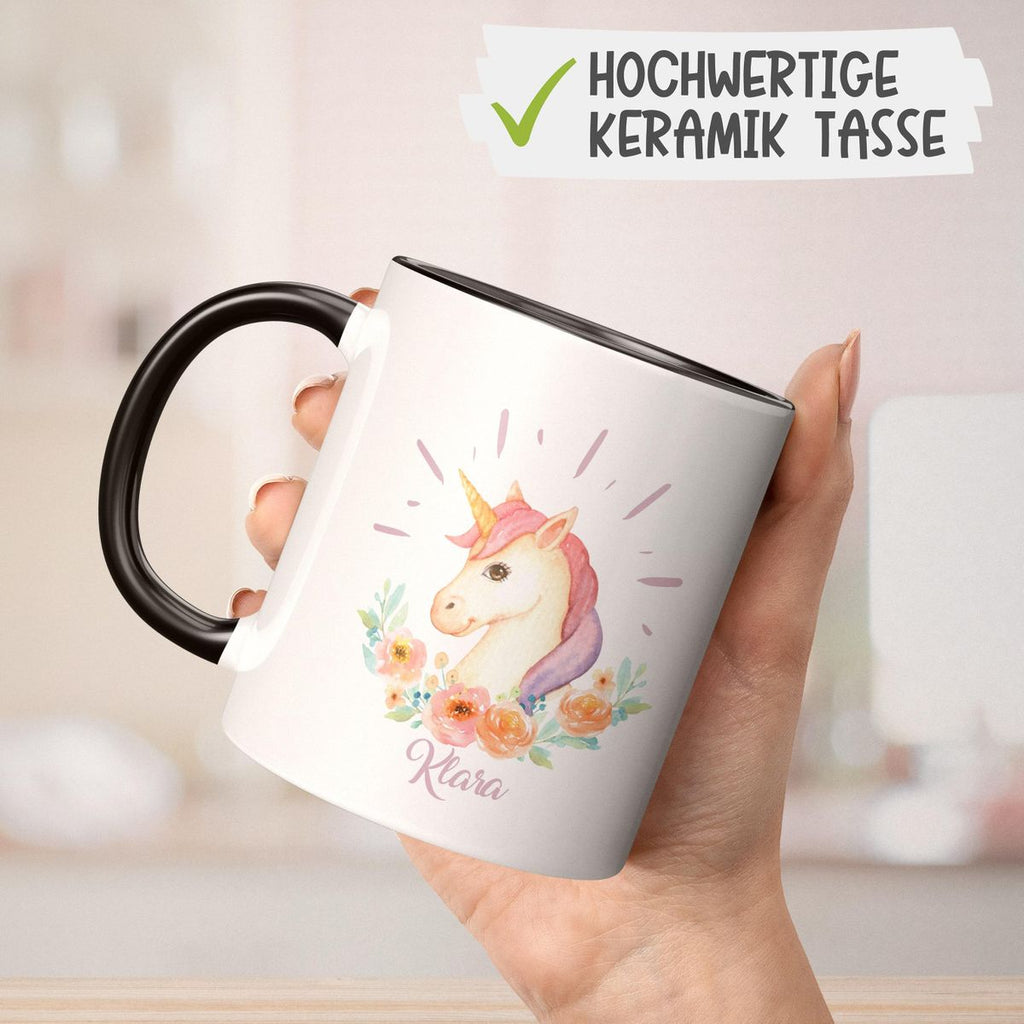 Keramik Tasse Süßes Einhorn personalisiert mit Wunschname - von Mikalino