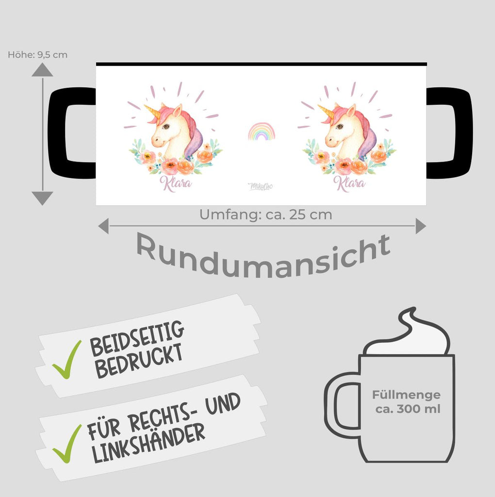 Keramik Tasse Süßes Einhorn personalisiert mit Wunschname - von Mikalino