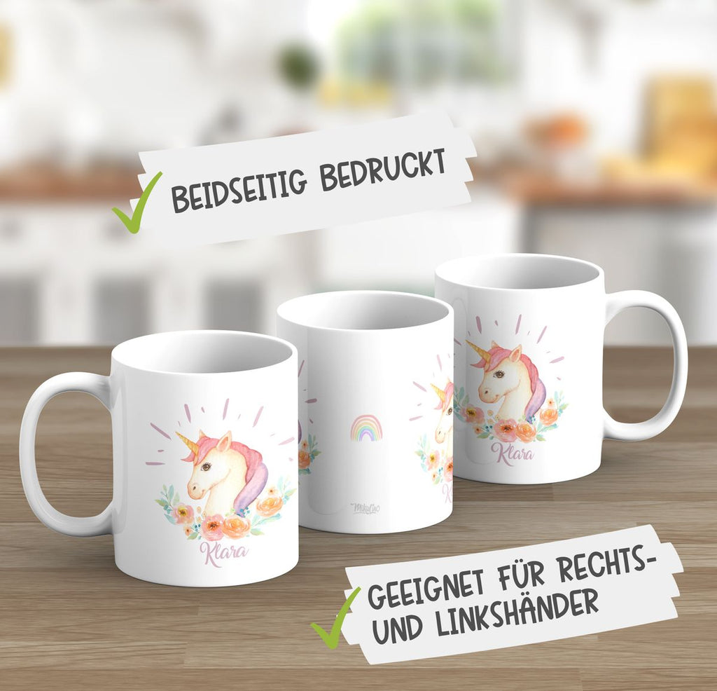 Keramik Tasse Süßes Einhorn personalisiert mit Wunschname - von Mikalino