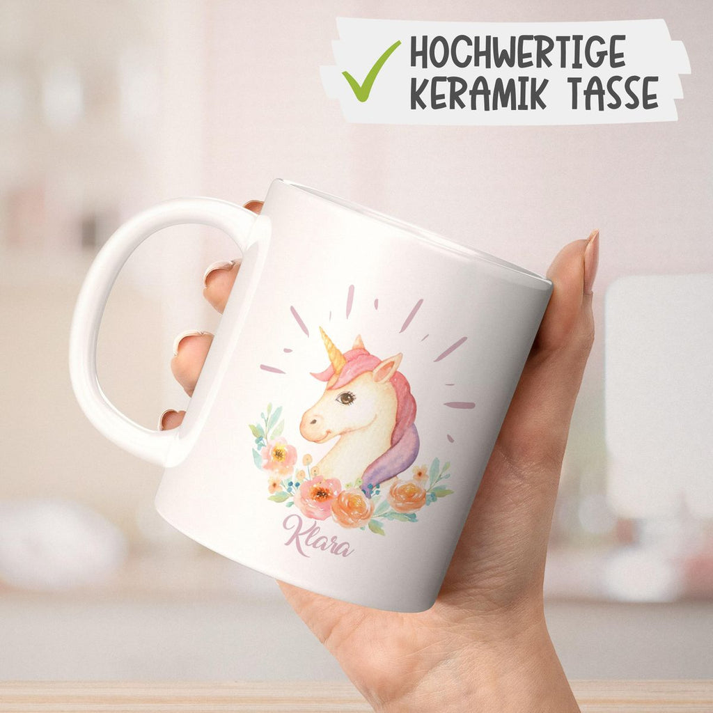 Keramik Tasse Süßes Einhorn personalisiert mit Wunschname - von Mikalino