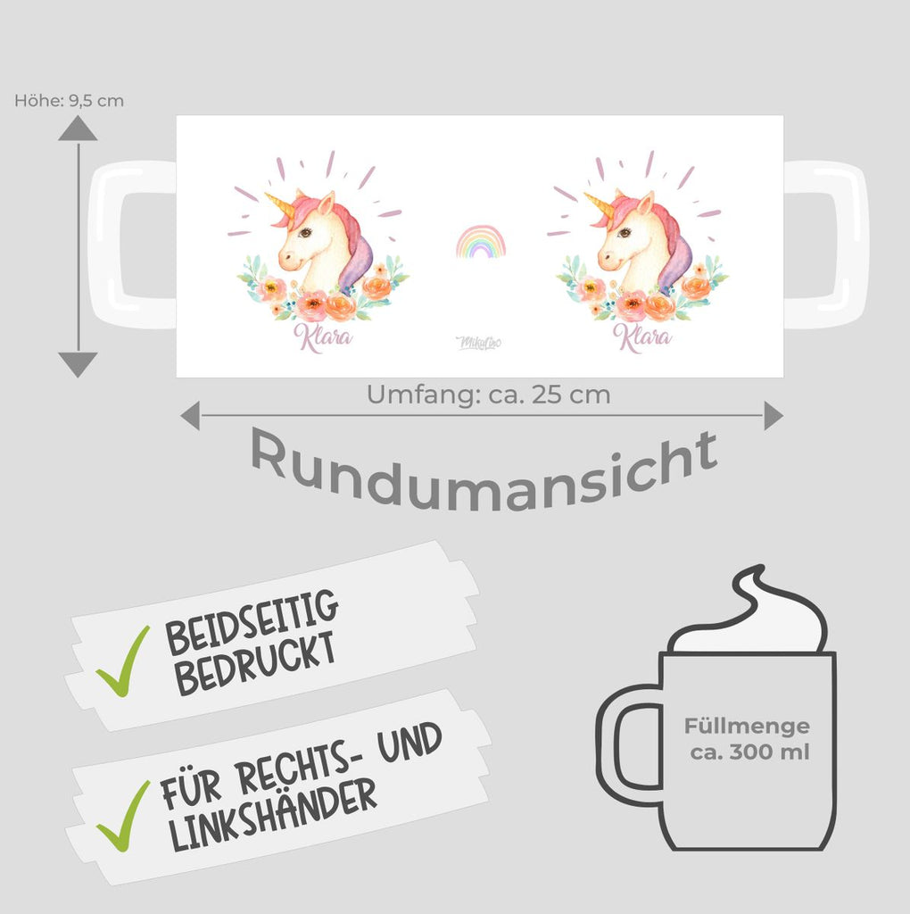 Keramik Tasse Süßes Einhorn personalisiert mit Wunschname - von Mikalino