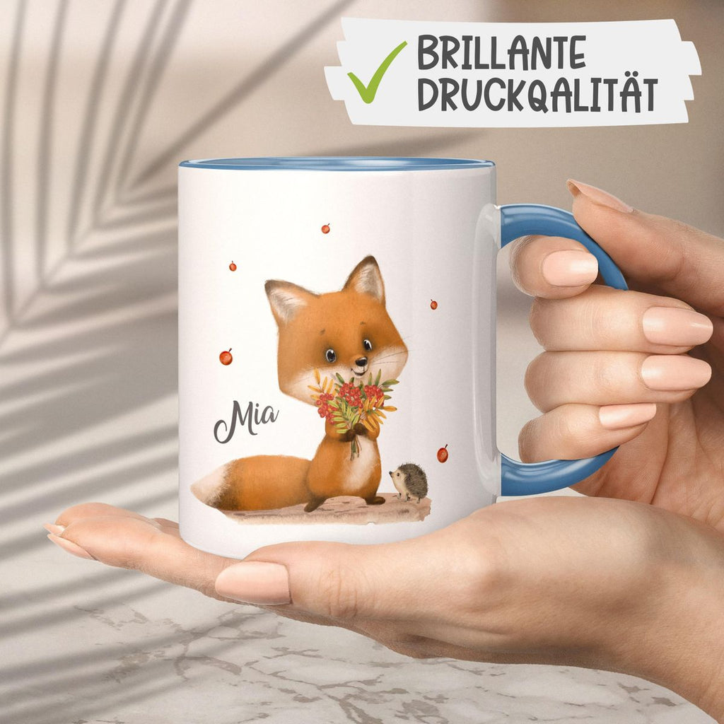 Keramik Tasse Niedlicher Fuchs personalisiert mit Wunschname - von Mikalino