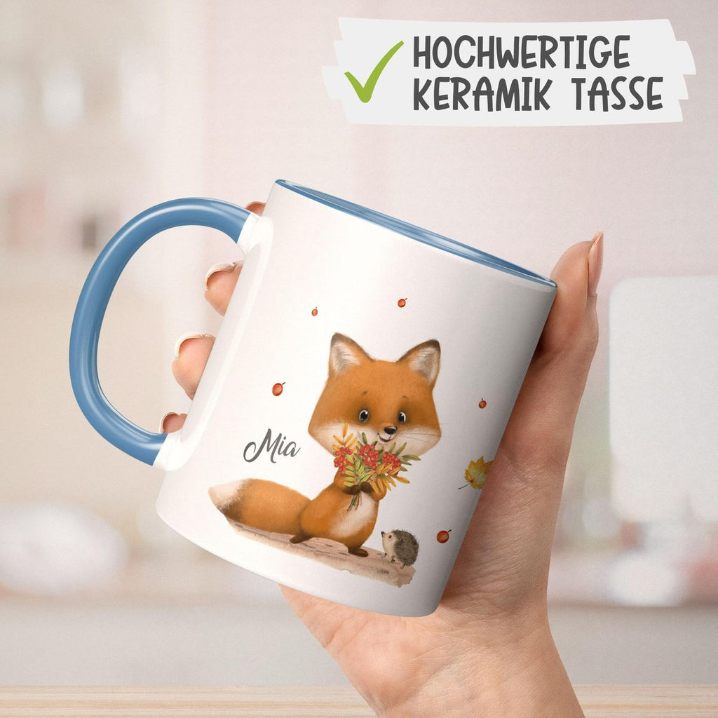 Keramik Tasse Niedlicher Fuchs personalisiert mit Wunschname - von Mikalino