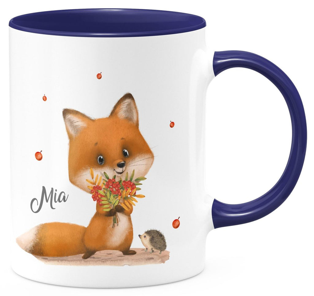 Keramik Tasse Niedlicher Fuchs personalisiert mit Wunschname - von Mikalino