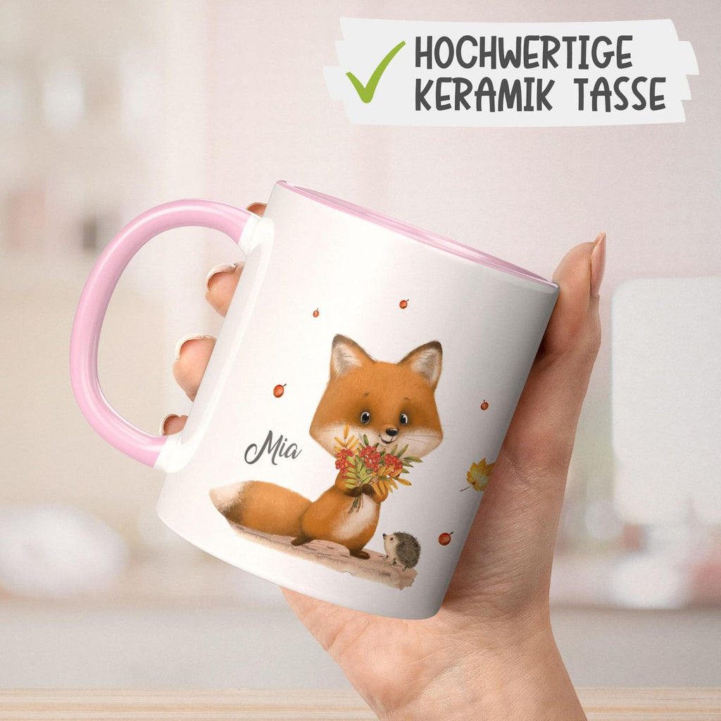 Keramik Tasse Niedlicher Fuchs personalisiert mit Wunschname - von Mikalino