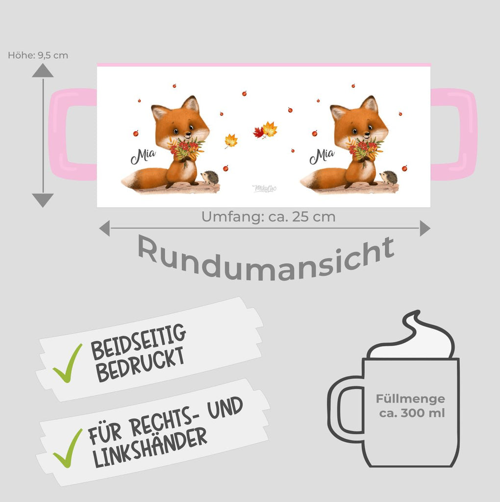 Keramik Tasse Niedlicher Fuchs personalisiert mit Wunschname - von Mikalino