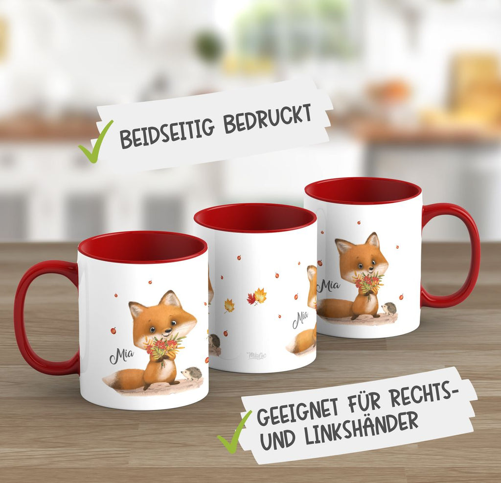 Keramik Tasse Niedlicher Fuchs personalisiert mit Wunschname - von Mikalino