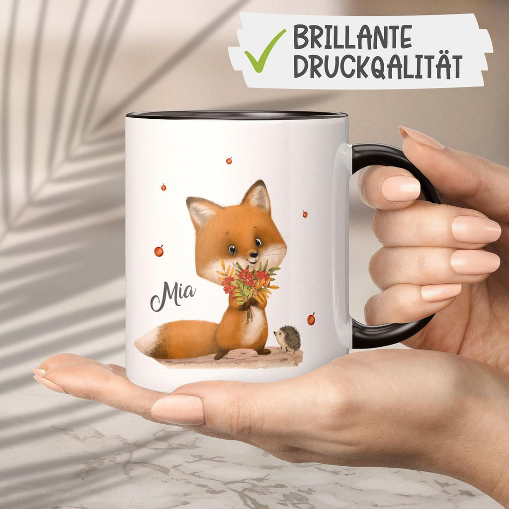 Keramik Tasse Niedlicher Fuchs personalisiert mit Wunschname - von Mikalino