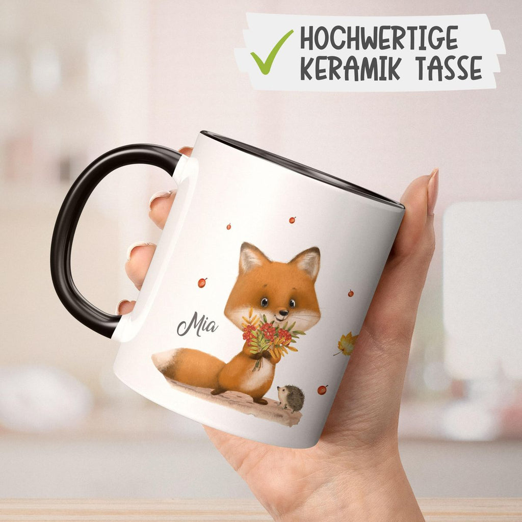 Keramik Tasse Niedlicher Fuchs personalisiert mit Wunschname - von Mikalino