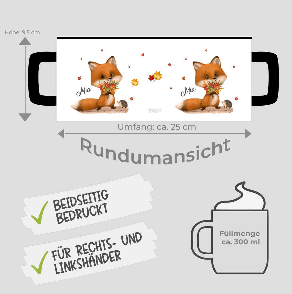 Keramik Tasse Niedlicher Fuchs personalisiert mit Wunschname - von Mikalino