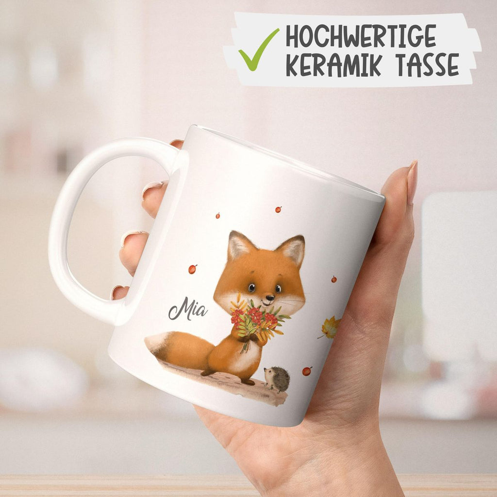 Keramik Tasse Niedlicher Fuchs personalisiert mit Wunschname - von Mikalino