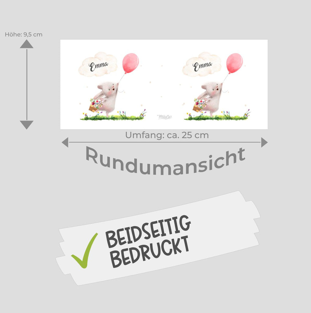 Kinder Spardose Süßer Hase mit einem Luftballon personalisiert mit Wunschname - von Mikalino