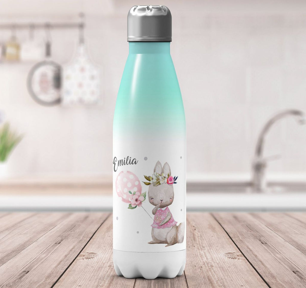 Thermo Trinkflasche Lachender kleiner Hase personalisiert mit Wunschname - von Mikalino