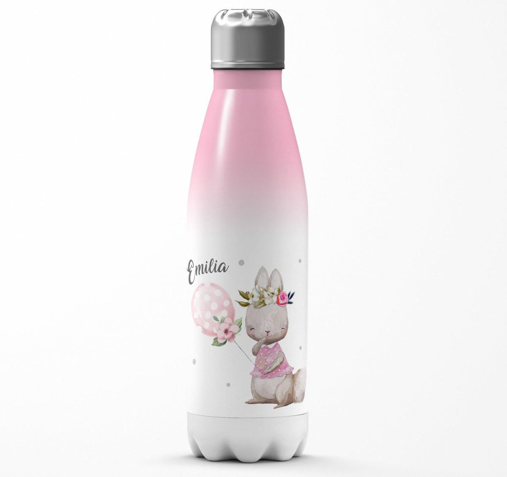 Thermo Trinkflasche Lachender kleiner Hase personalisiert mit Wunschname - von Mikalino