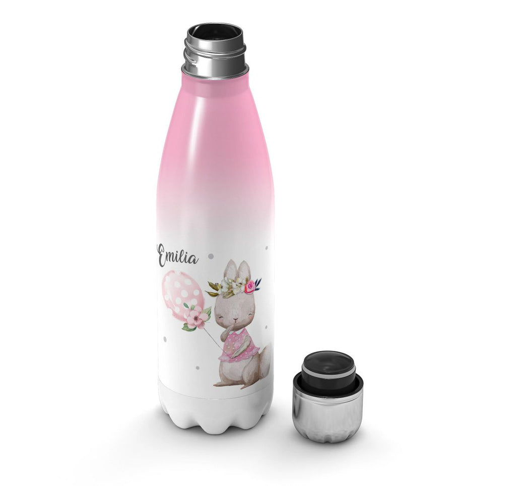 Thermo Trinkflasche Lachender kleiner Hase personalisiert mit Wunschname - von Mikalino