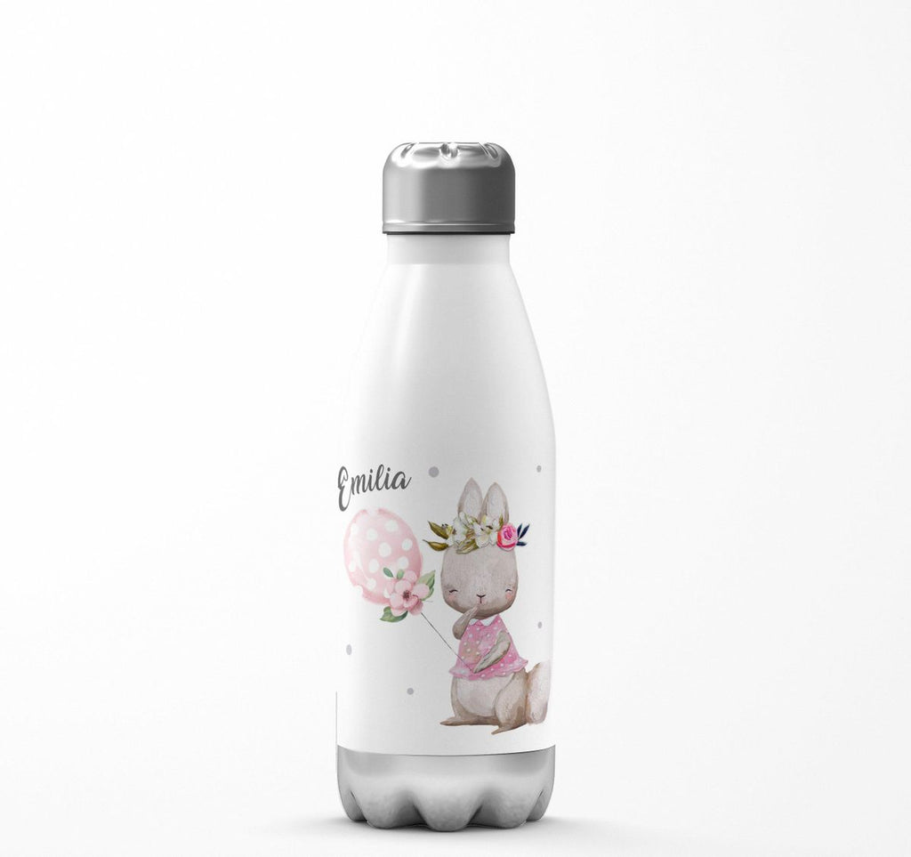 Thermo Trinkflasche Lachender kleiner Hase personalisiert mit Wunschname - von Mikalino