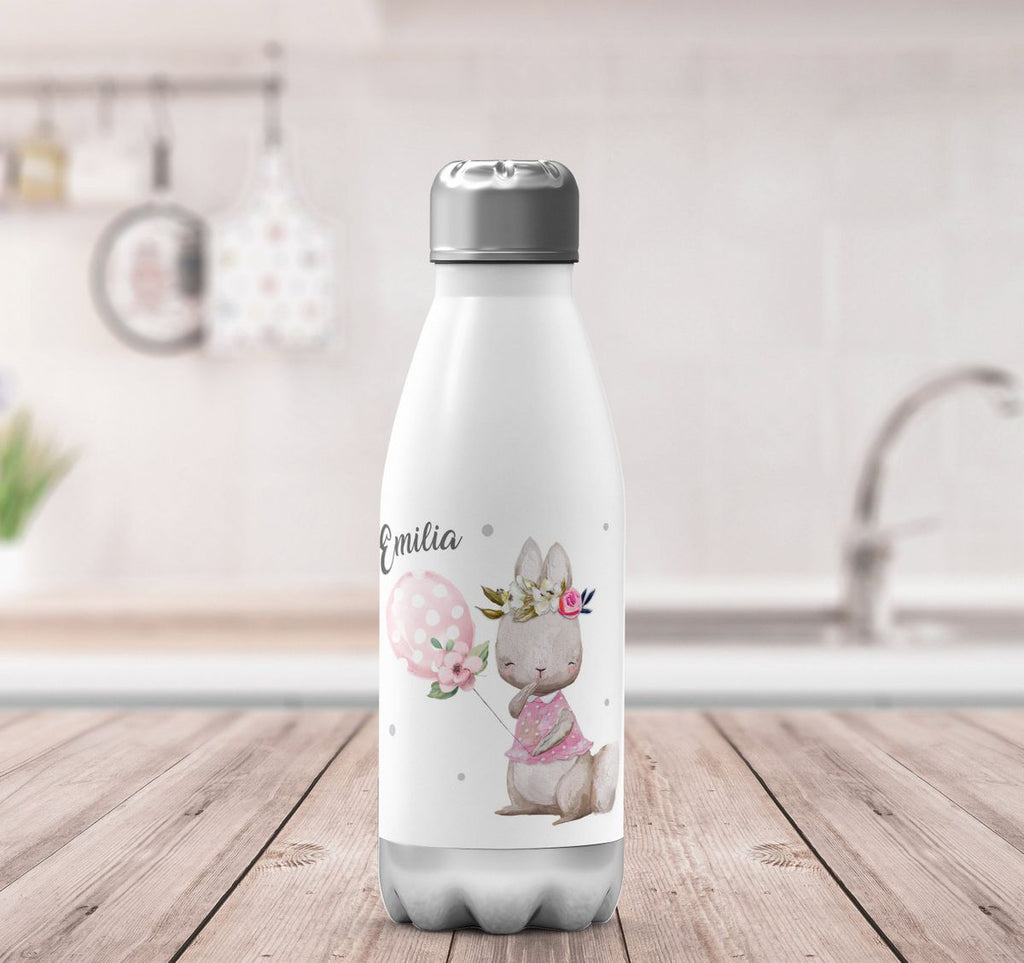 Thermo Trinkflasche Lachender kleiner Hase personalisiert mit Wunschname - von Mikalino