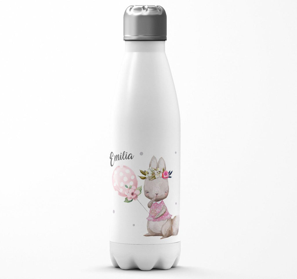 Thermo Trinkflasche Lachender kleiner Hase personalisiert mit Wunschname - von Mikalino