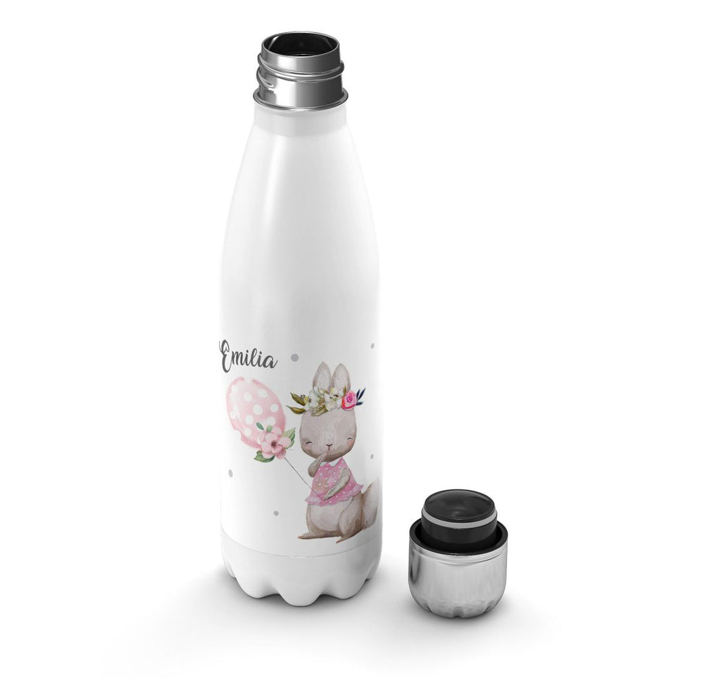 Thermo Trinkflasche Lachender kleiner Hase personalisiert mit Wunschname - von Mikalino