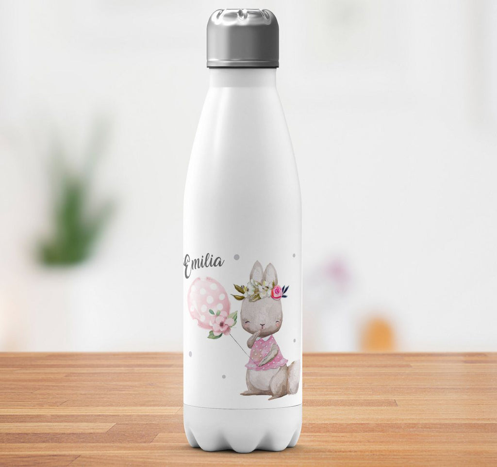 Thermo Trinkflasche Lachender kleiner Hase personalisiert mit Wunschname - von Mikalino