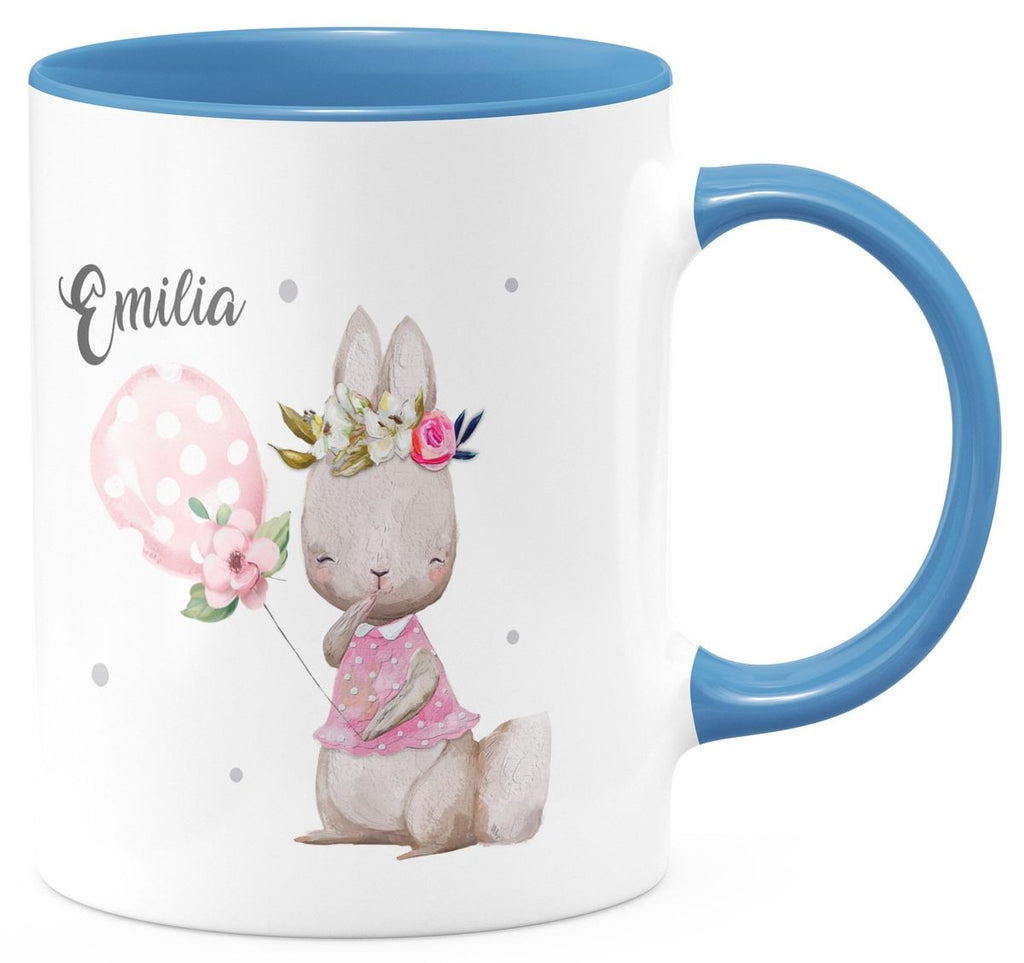 Keramik Tasse Lachender kleiner Hase personalisiert mit Wunschname - von Mikalino